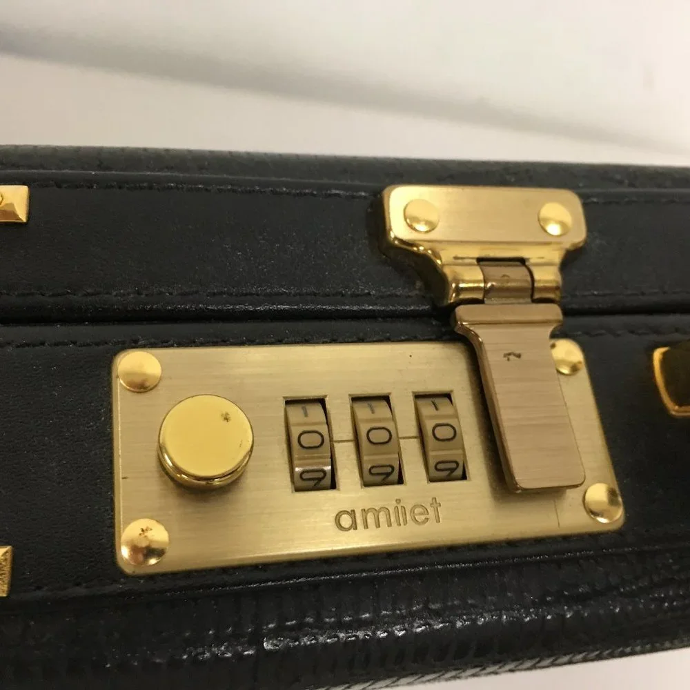 Amniet crocodile belly leather black briefcase attache case New Opus